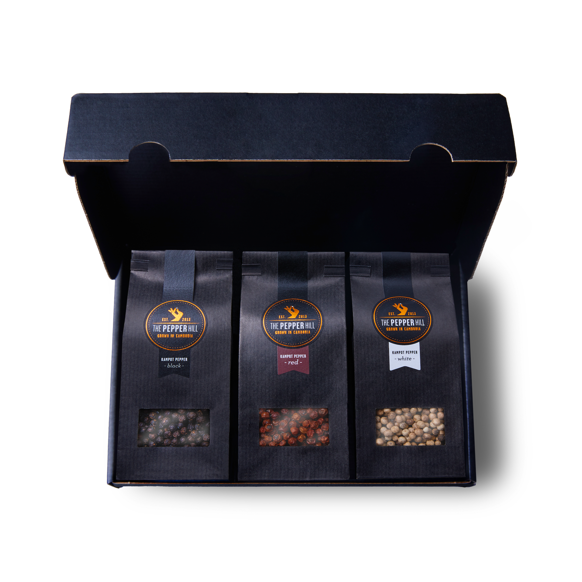 Bio-Kampot-Pfeffer Set 3x100g (schwarz, rot, weiß) Tüte